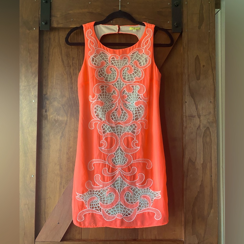 Gianni Bini Sleeveless Mini Cocktail Dress Keyhole Back Eyelet Lace Women’s XS